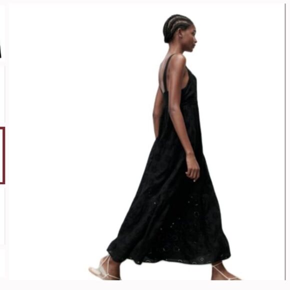 ZARA OPENWORK EMBROIDERED DRESS BLACK | 5107/301 Size S - Picture 4 of 12